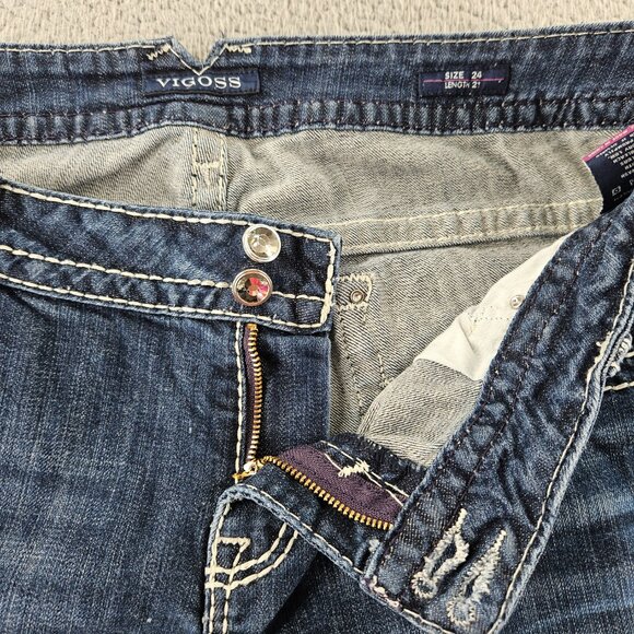 Vigoss Denim Shorts Womens 24 Blue Dallas Cut Off Frayed Hem Distressed Jean - Picture 3 of 16